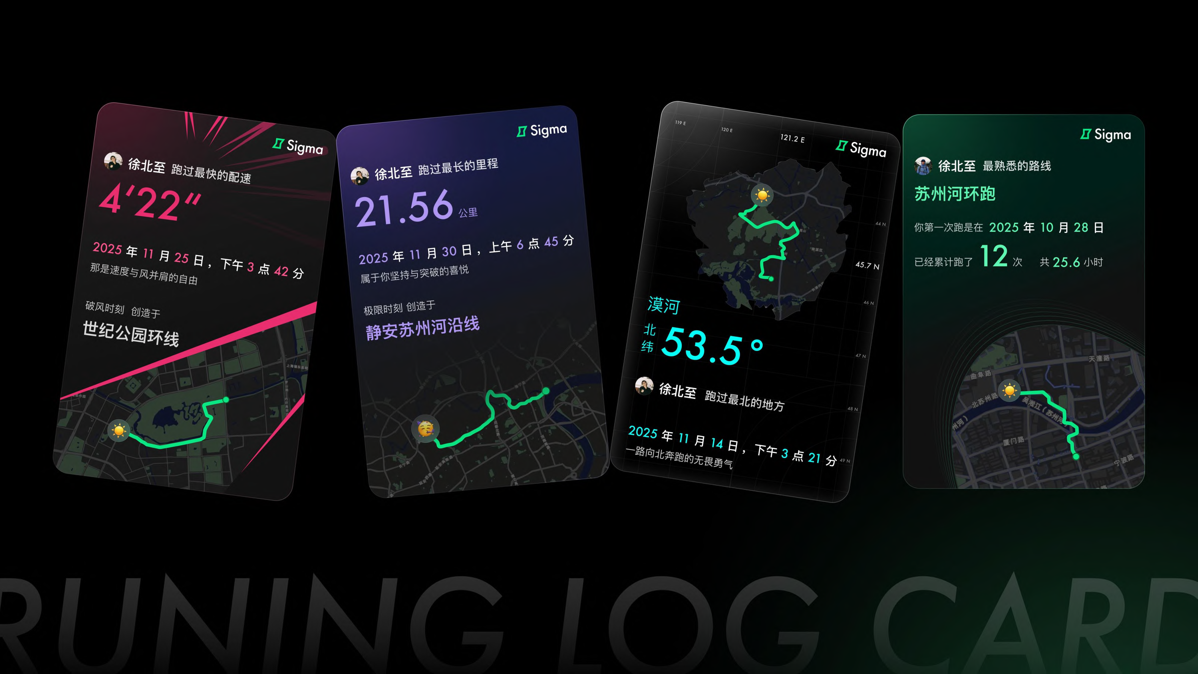 Sigma AI running log card page